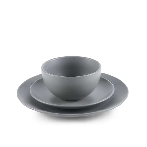 Metro 12 Piece Stoneware Dinner Set Grey